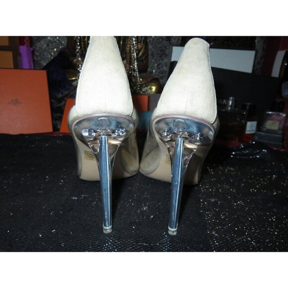 BOGO Cape Robbin Glass Doll Clear Nude Pointed Toe Lucite Glass Heel Pumps - Picture 3 of 12